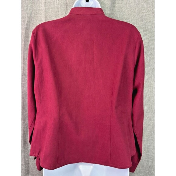 Dress Barn Women's Sueded Button Down Shirt Size M Red Asian Style Military - Picture 6 of 9
